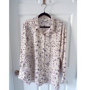 a new day Ivory & Black Print Long Sleeve Top Size Large